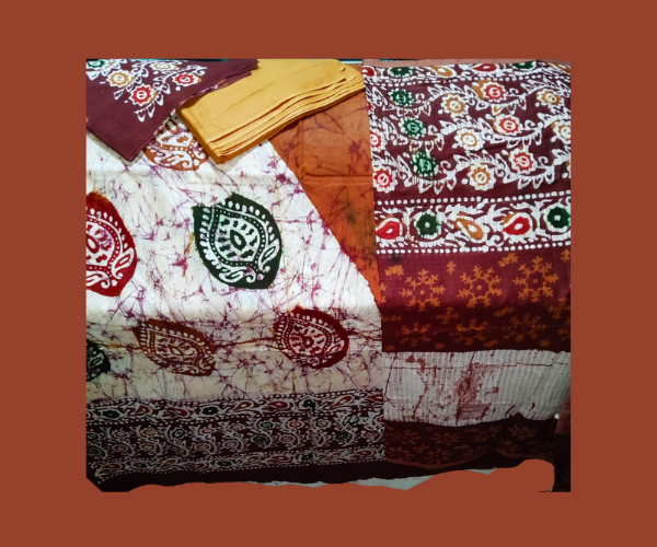 marron white batik 3pcs