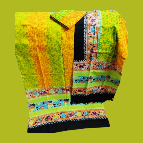 Batik 3Pcs colorful flower Design Multi color body বাটিক ৩পিস রঙ্গিন