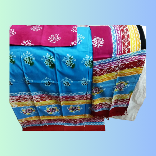 Sky blue Pink Color Cotton Colorful Batik 3 Pcs For Women