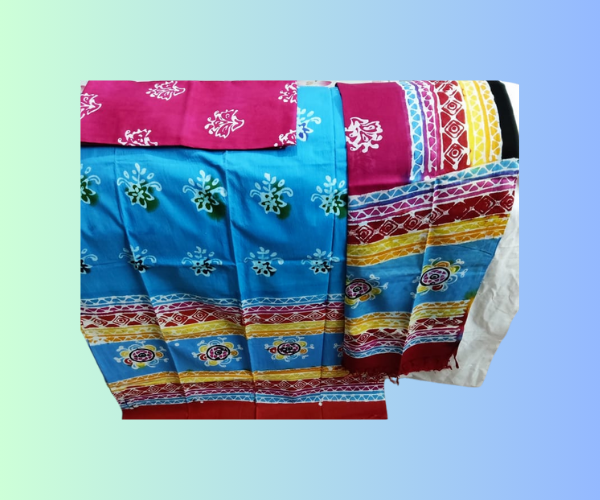 Sky blue Pink Color Cotton Colorful Batik 3 Pcs For Women